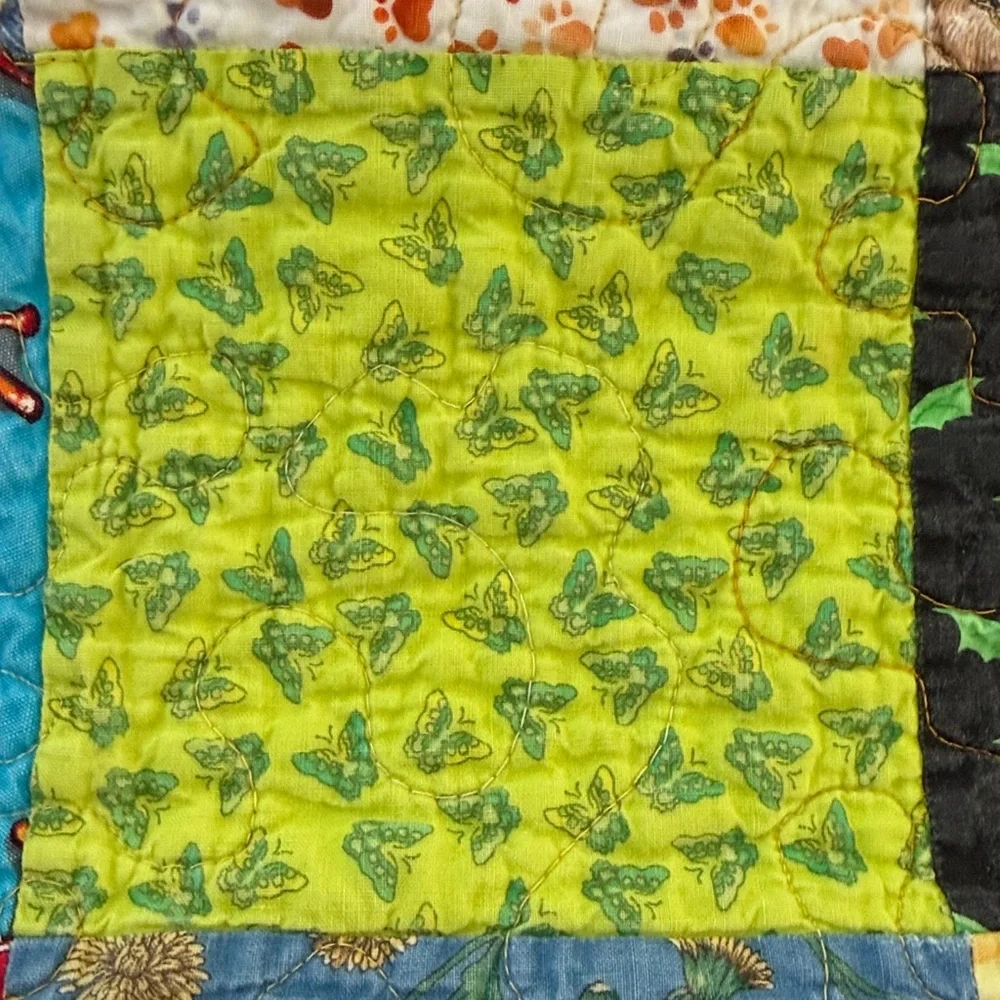 Patchwork mixed prints small hand crafted quilt